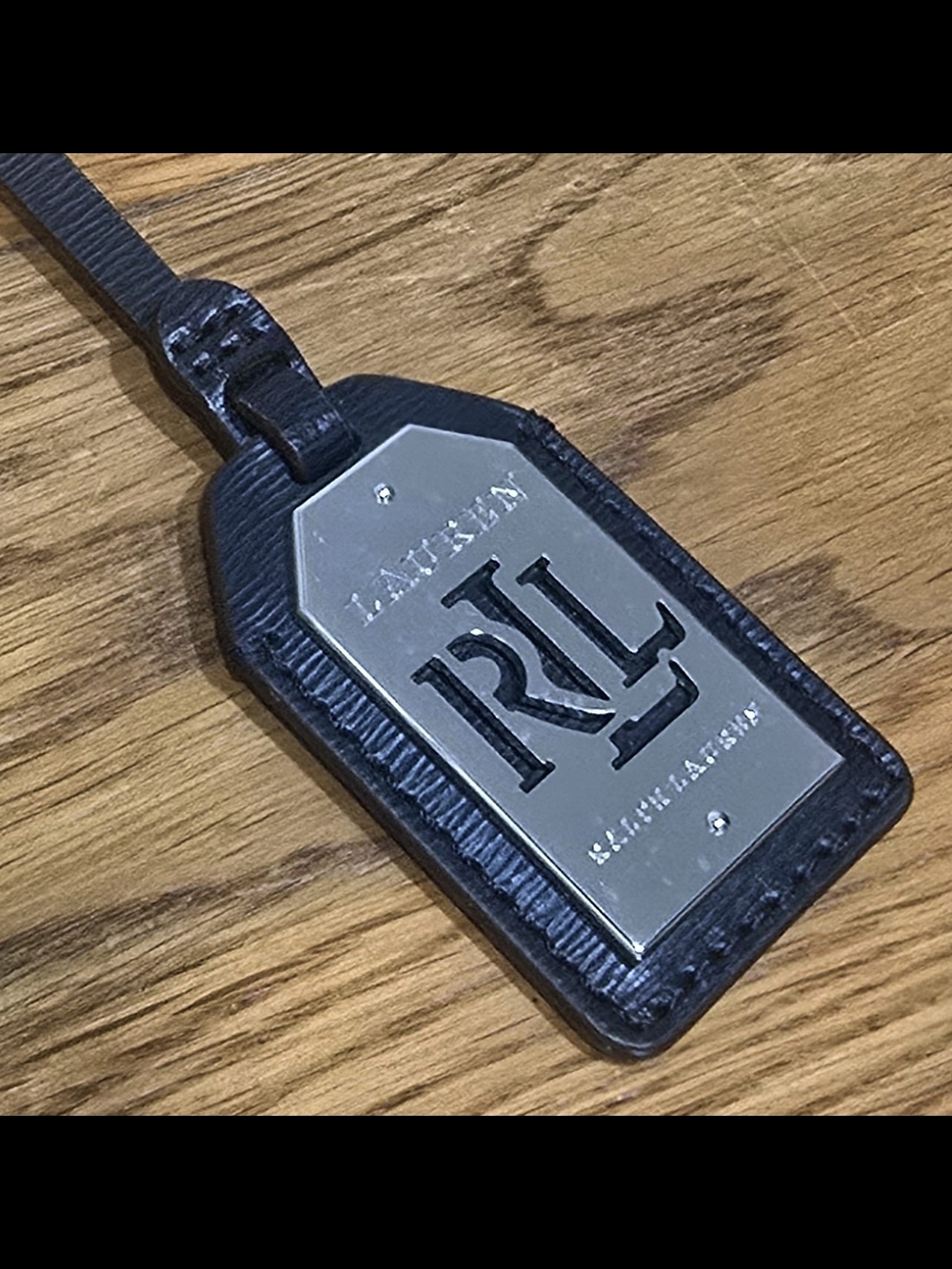 Ralph Lauren Blue Leather Replacement Purse Tag w/ Silver Logo Emblem